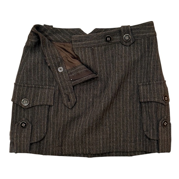 Boston Proper Gray Sparkle Thread Pinstripe Mini Skirt with Pockets - Size 4 - Picture 2 of 9
